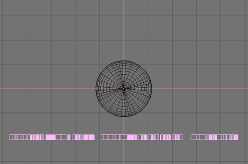 Top view of text and sphere