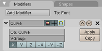 Curve modifier panel.