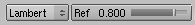 The Lambert diffuse shader settings.