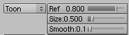 The Toon diffuse shader settings.