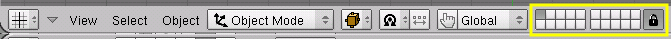 A 3D Viewport's layer buttons.