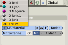 Shading Material panel Index display