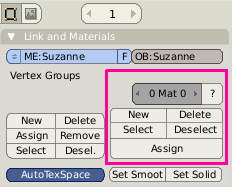 Default Material Index display