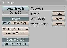 Mesh panel with Retopo enabled.