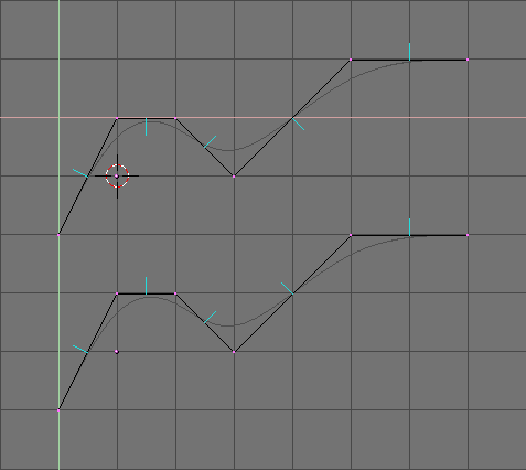 Side view of subsurfed meshes. With random normals (top) and with coherent normals (bottom)