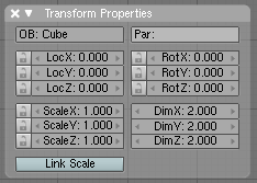 Transform Properties Panel (Object mode)