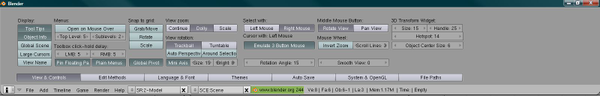 Pull down the User Preference Window to reveal many customization options